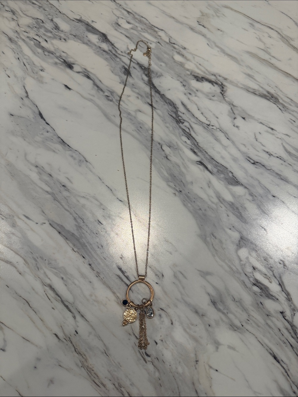 Gold Charm Pendant Necklace with Mixed Accents